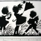 Silhouette Scherenschnitte (Paper Cut/Papercut) - Children, Wind Blowing (CH0007)