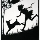 Silhouette Scherenschnitte (Paper Cut/Papercut) - Boy Running With His Dog (CH0002)