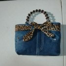 Denim Blue Jean Purse, Booty Bag Leopard print
