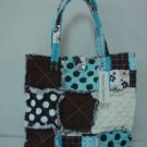 Rag Purse, Blue Patchwork Purse, Rag Bag Tote, Quilted