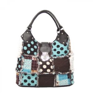 Trendy Patchwork Purse, Polka Dot Patch Work Rag Bag