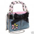 Denim Blue Jean Purse with Flower