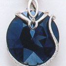 Swarovski Crystal Pendant, Navy Blue Platinum Finish