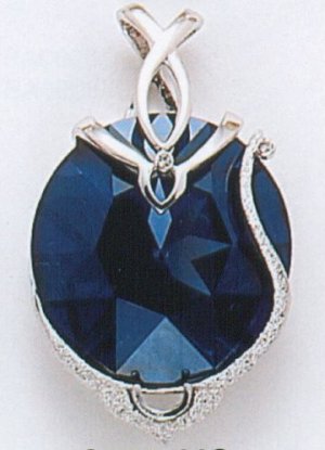 Swarovski Crystal Pendant, Navy Blue Platinum Finish