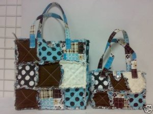 Quilt Purse, Patchwork Tote, 2pc Set, Cotton Rag Bag
