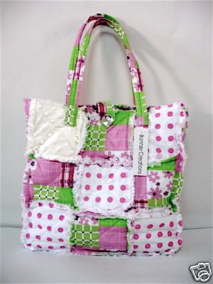 Patchwork Ragged Bag, Rag Purse, Quilted Tote, Cotton