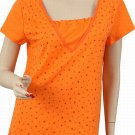 Women's Plus Size Orange w/ Red Stars Top 2X