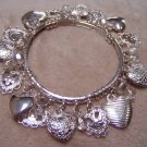 Silver Heart Dangle Stretch Bracelet