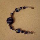 Silver And Blue Lampwork Beaded Bracelet