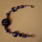 Silver And Blue Lampwork Beaded Bracelet