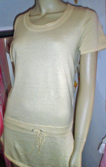 KIKIT Biege Drop Waist Knit Top Shirt Ladies Small