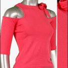 Pink Cut Out 3/4 Sleeve Tee (size Small) by Ashley by 26 International Junior's Top ~ Just7even