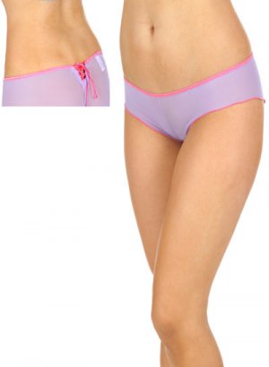 Sexy Mesh Lace-Up Boy Brief Panties - Lilac, sz M/6 ~ Just7even