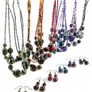 21" Triple Strand Beaded Necklace & Drop Earrings Blue ~ Just7even