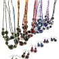 21" Triple Strand Beaded Necklace & Drop Earrings Blue ~ Just7even