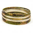 Gold tone and olive bangle stackable bracelet set.  ~ Just7even