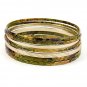 Gold tone and olive bangle stackable bracelet set.  ~ Just7even