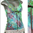 ❤ BEAUTIFUL PAiSLEY & Glitter TUNIC Tank Top Blue sz S ＊ Juniors Clothing Fashion ＊ Just7even