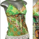 ❤ BEAUTIFUL PAiSLEY & Glitter TUNIC Tank Top Green sz M ＊ Juniors Clothing Fashion ＊ Just7even