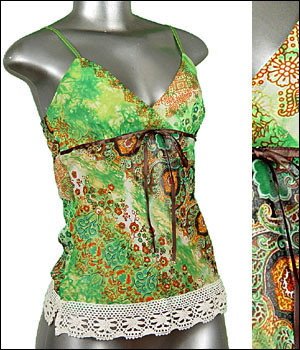 &acirc;�&curren; BEAUTIFUL PAiSLEY & Glitter TUNIC Tank Top Green sz M &iuml;&frac14;� Juniors Clothing Fashion &iuml;&frac14;� Just7even
