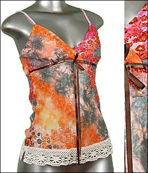 â¤BEAUTIFUL PAiSLEY & Glitter TUNIC Tank Top Orange sz L ï¼ Juniors Clothing Fashion ï¼ Just7even