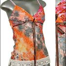 ❤BEAUTIFUL PAiSLEY & Glitter TUNIC Tank Top Orange sz S ＊ Juniors Clothing Fashion ＊ Just7even