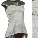 ❤NEW Sexy GLOSSY Halter Top TUNIC Turquoise Stones sz S ＊ Juniors Clothing Fashion ＊ Just7even
