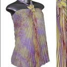 Gorgeous Pleated Women's Tunic Halter Top Purple sz L ＊ Beautiful Dressy Sheer ＊ Just7even