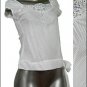 100% Cotton BEADED SQUARE NECK Top w BOW White sz Small