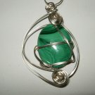 Wire Wrapped Malakite pendant w/ chain