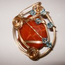 14 k gold filled wire wrapped faceted jasper pendant w/ 18" gold chain