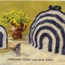Vintage 1950's Crochet Striped Tea and Egg Cozy Pattern Cosy Reproduction PDF Wee Designs
