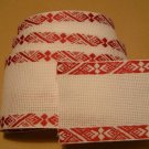 White Aida Band with red edge (geometrical pattern) 7.5 cm, 3 inches wide