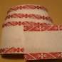 White Aida Band with red edge (geometrical pattern) 7.5 cm, 3 inches wide