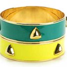 AV Max 2 Piece Pyramid Stud Gold Plated Bangle Set Lot