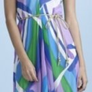 R Jean Flowy Dress with Tie Ocean Print M 6 8 NEW $165