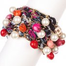 NEW $99 Meghan LA Fabulous Gold Link Skull Bobble Charms Purple Scarf Bracelet NEW $99 Meghan LA Fabulous Gold Link Skull Bobble Charms Purple Scarf Bracelet