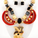 NEW Chunky Coral Skull Pendant Rhinestone Necklace & Earring Set NEW Chunky Coral Skull Pendant Rhinestone Necklace & Earring Set
