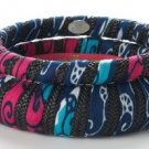 Cara Couture Black Ethnic Print Fabric 2 Piece Bangle Set NEW $105