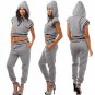 NEW Coutori 2 Piece "Comfy Chic" Set ~ Quilted Hoody Crop Top & Jogger Pant Set~