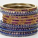 Chamak by Priya Kakkar Set of 8 Purple & Blue Bangles NEW MSRP $138 GORGEOUS