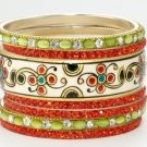 Chamak by Priya Kakkar Set of 7 Peacock Crystal Bangles NEW MSRP $168 GORGEOUS