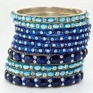 Chamak by Priya Kakkar Set of 10 Blue Crystal Bangles NEW MSRP $185 GORGEOUS