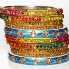 Chamak by Priya Kakkar Set of 10 Party Bangles Topaz Crystal NEW $155 GORGEOUS
