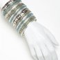 CARA COUTURE Bead & Crystal 27 Piece Bangle Set Turquoise, Silver & Gold NEW $70