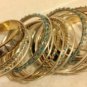 CARA COUTURE Bead & Crystal 27 Piece Bangle Set Turquoise, Silver & Gold NEW $70