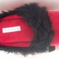 Macy's Charter Club Red & Black Fur Trim Plush Women's Slippers Sz S 5 6 NEW