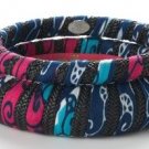 Cara Couture Black Ethnic Print Fabric 2 Piece Bangle Set NEW $105 Size 8