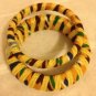 Cara Couture Yellow Ethnic Print Fabric 2 Piece Bangle Set NEW $105 Size 8