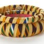 Cara Couture Yellow Ethnic Print Fabric 2 Piece Bangle Set NEW $105 Size 8
